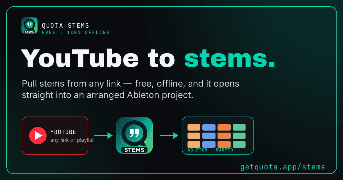 YouTube to Stems, Free and Offline — and It Opens Straight Into Ableton