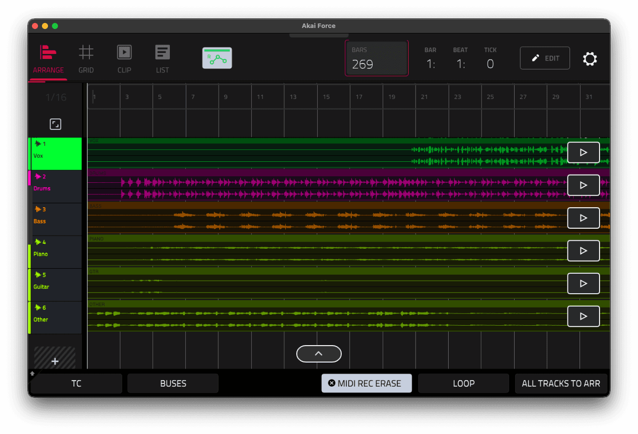 Akai Force / MPC Arrangement project built from Quota Stems stems