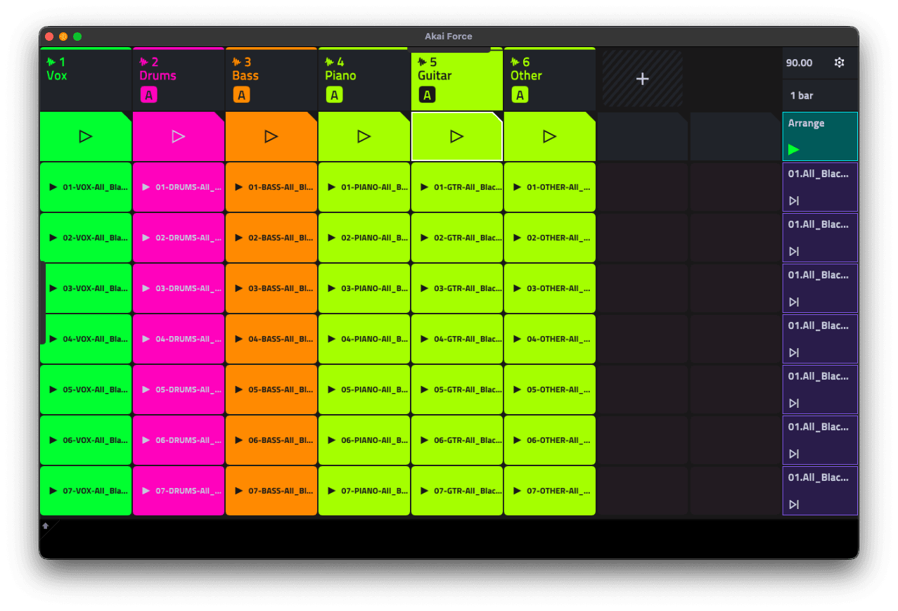 Akai Force / MPC Session project built from Quota Stems stems