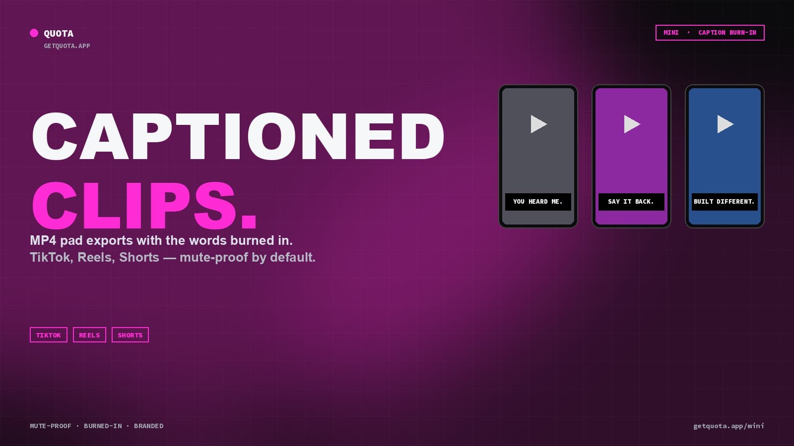 How to Make Captioned Sample Clips for TikTok and Instagram (Quota Mini)