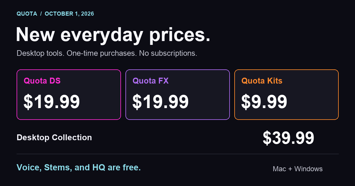 New everyday prices for Quota — and Voice is now free