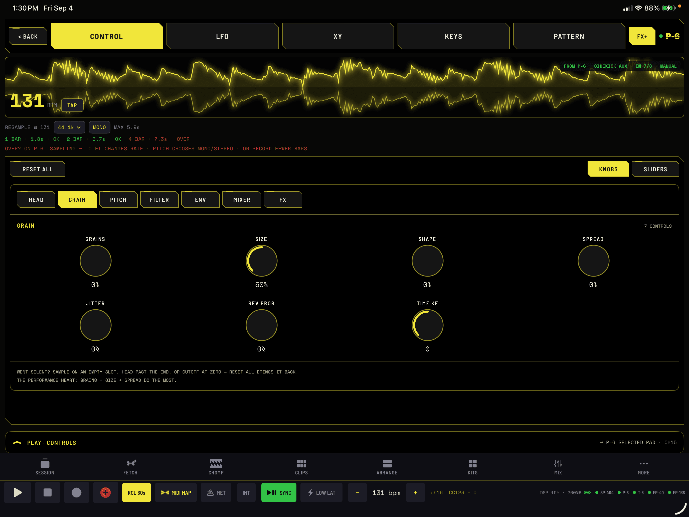ROLAND P-6: A dedicated P-6 workspace puts its granular controls next to the incoming sound. Shape the instrument you already own.