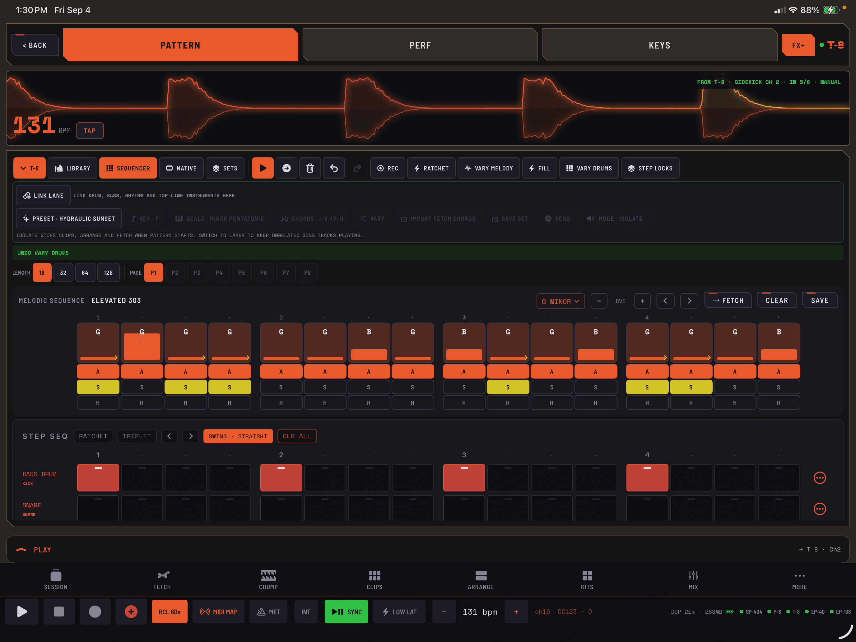 ROLAND T-8: Sequence the T-8’s bass with accent, slide, and hold, alongside a drum grid built for its six rhythm parts.