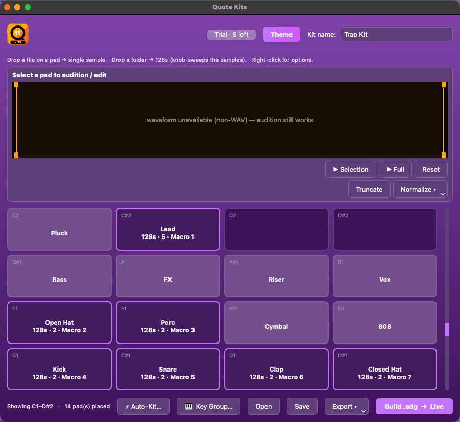 Quota Kits — Grape theme
