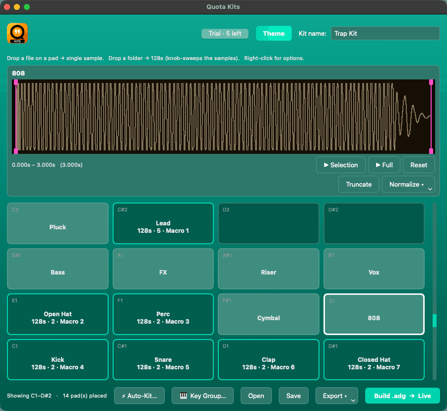 Quota Kits — Mint theme
