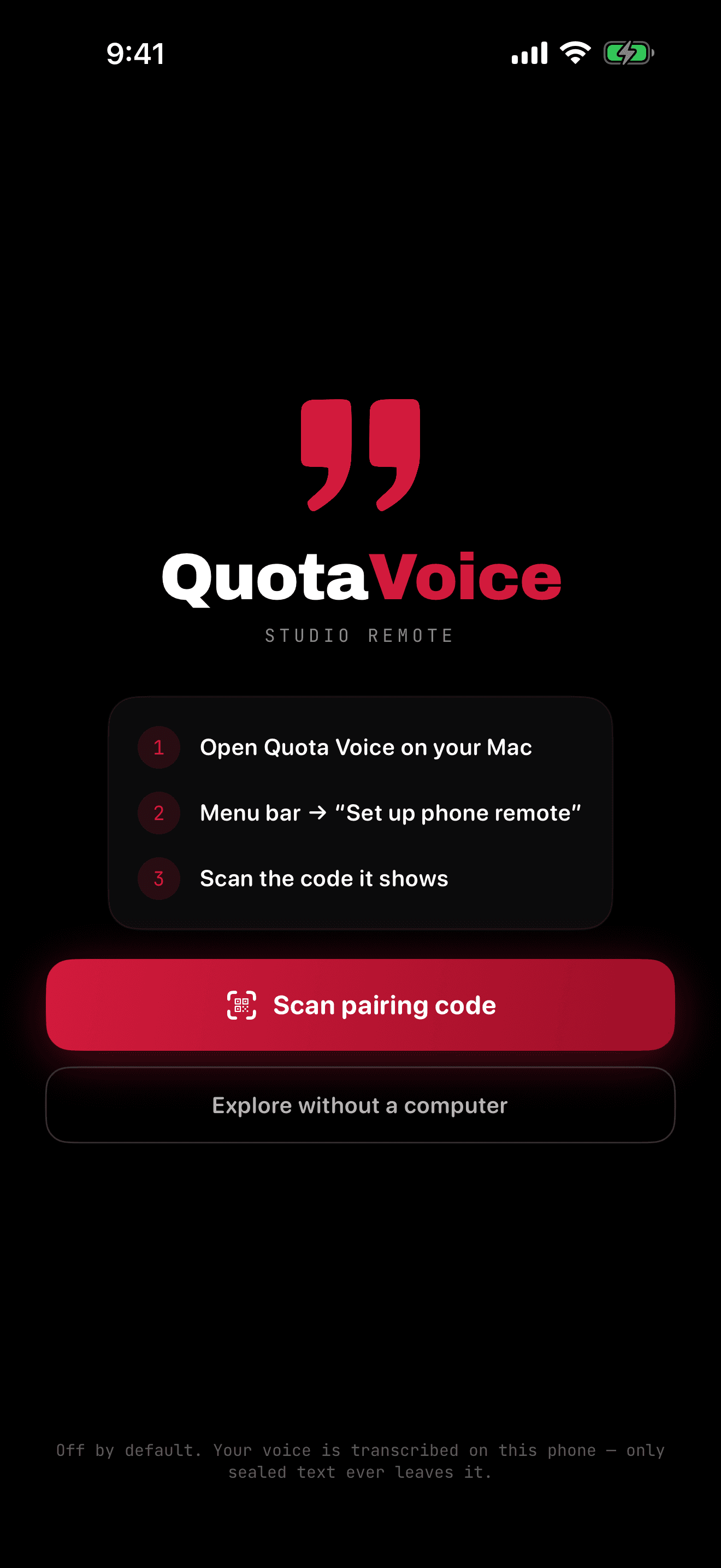 Pair once with a QR code