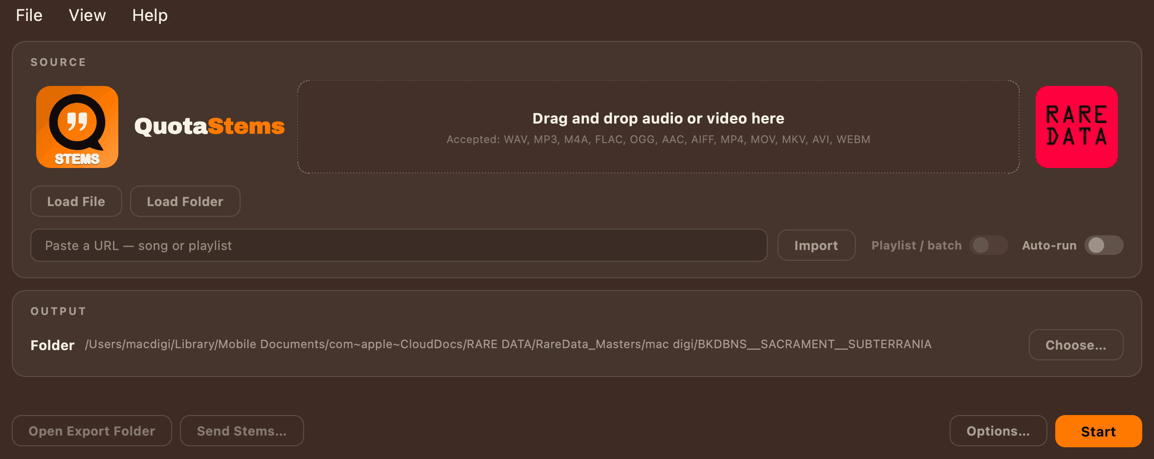 The Quota Stems source panel in the Creamsicle Dream theme