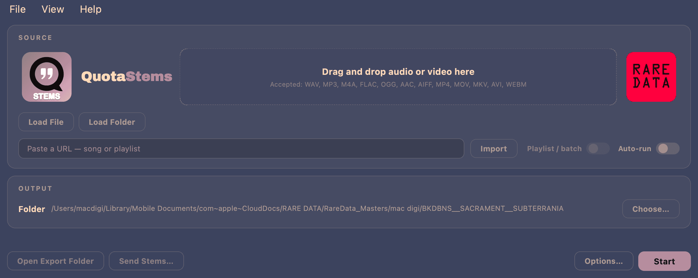 The Quota Stems source panel in the Lo-Fi Chill theme