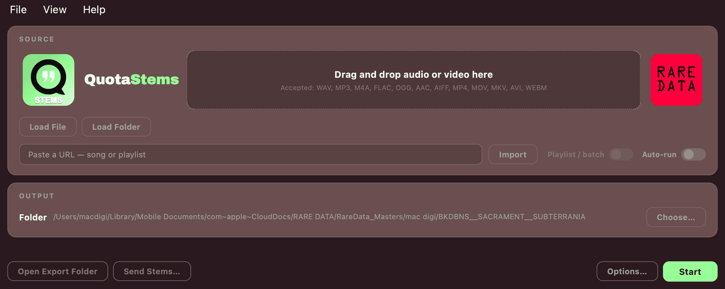 The Quota Stems source panel in the Mint Chocolate Chip theme