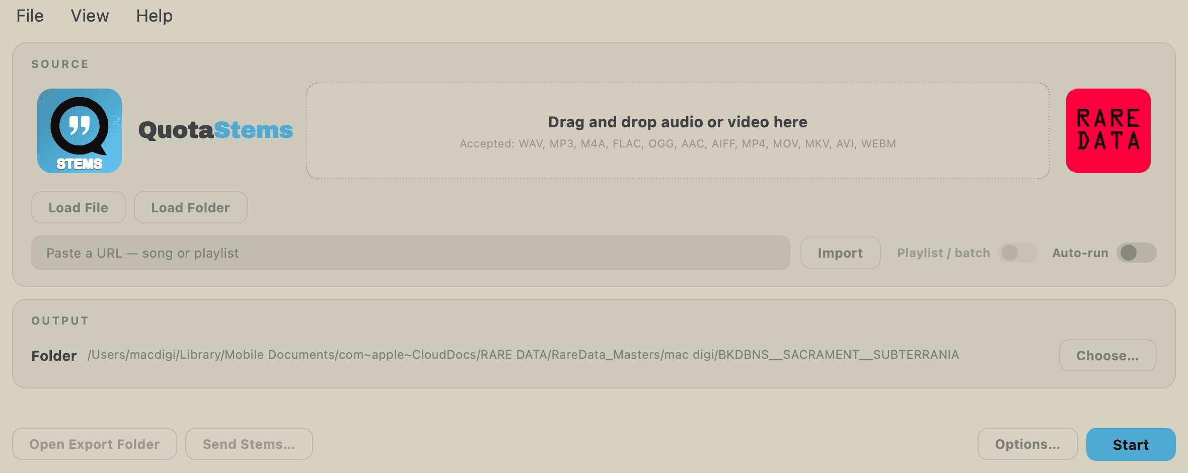 The Quota Stems source panel in the OG Macintosh theme