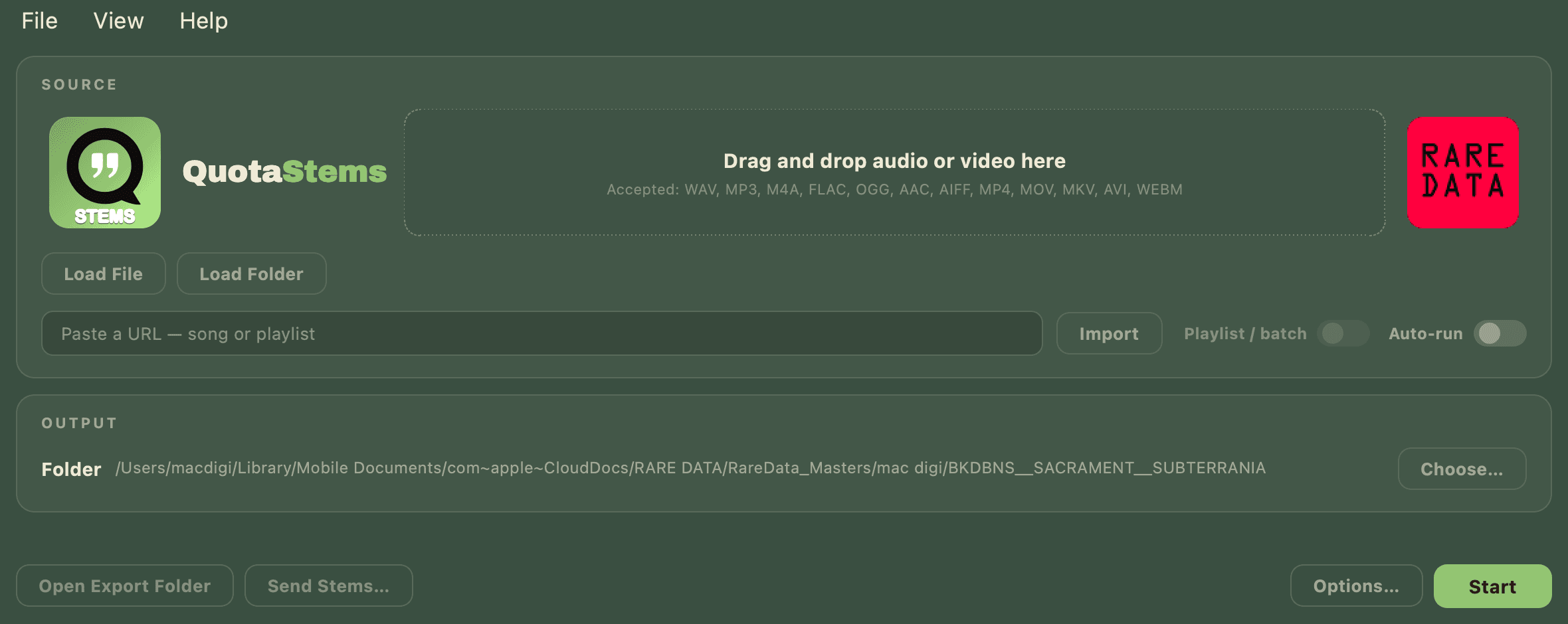 The Quota Stems source panel in the Pistachio Gelato theme