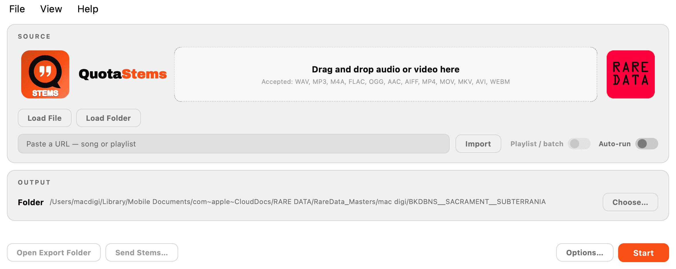 The Quota Stems source panel in the White Tiger theme