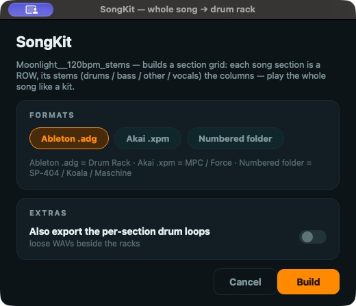 Turn a whole song into pads in Quota Kits
